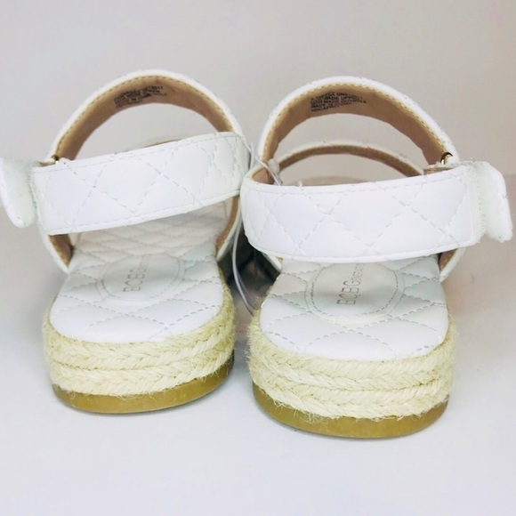 New! Quilted Faux Leather Chunky Platform Straw Espadrilles White Sandals - Picture 7 of 10